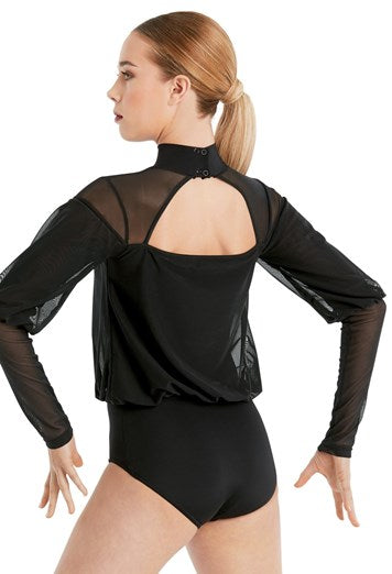 Sheer long sleeve dance top on sale